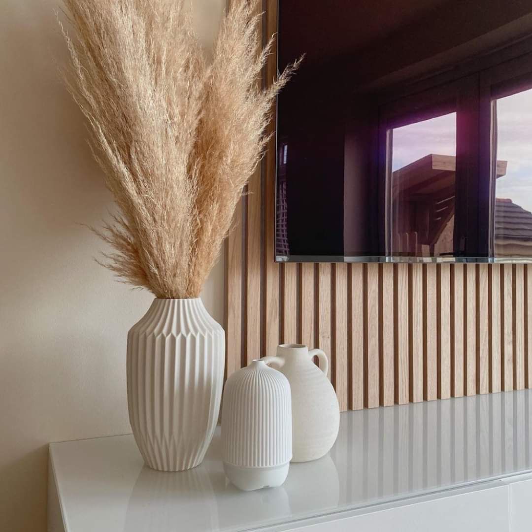 Paneles Isodeco 3D acústicos MDF de madera roble claro beige 270x60x1,8cm - 3