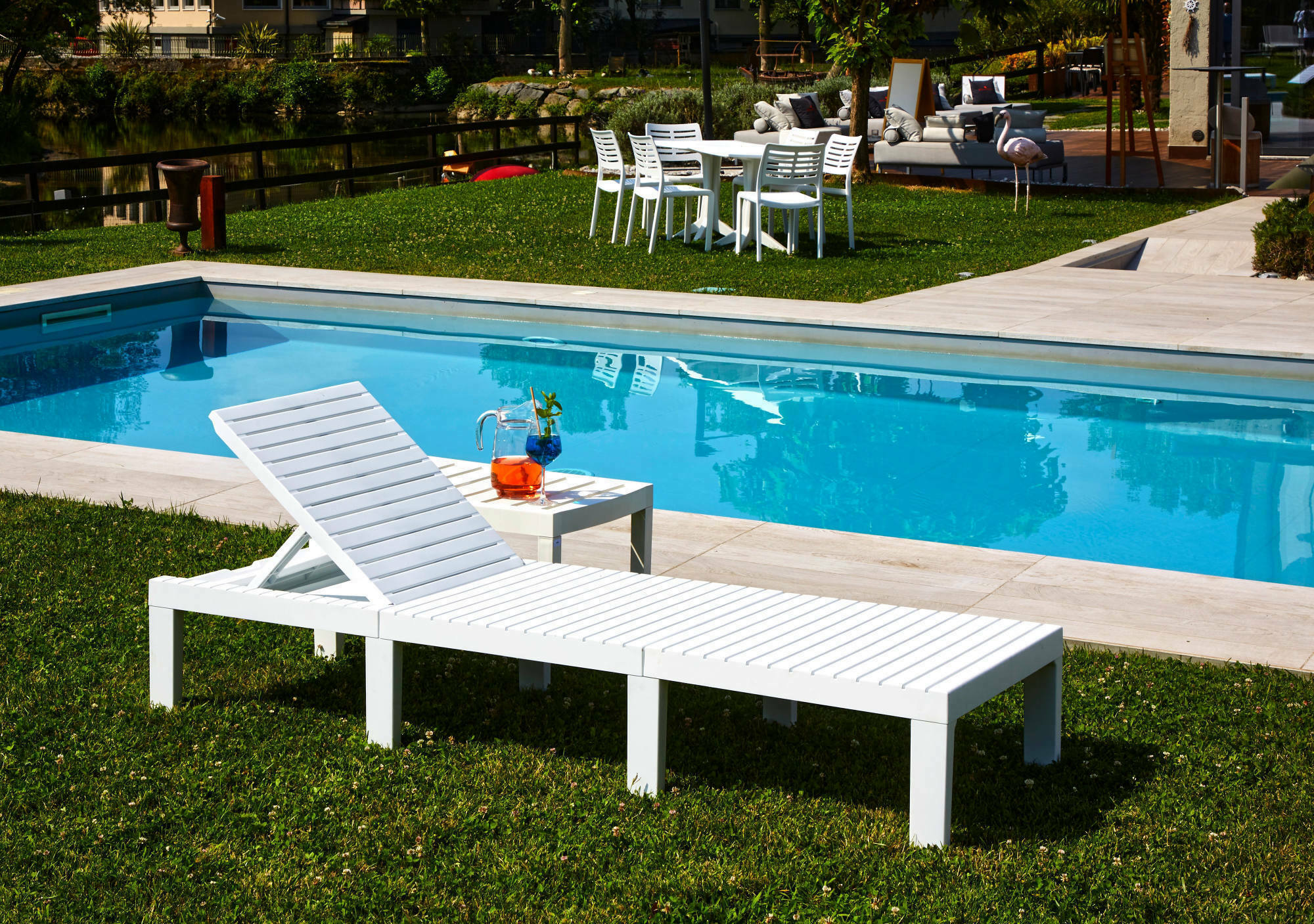 Lot De 4 Supports Réglables Pour Transat De Jardin - Plastique Blanc - 5 Positions D'inclinaison - Léger Et Résistant