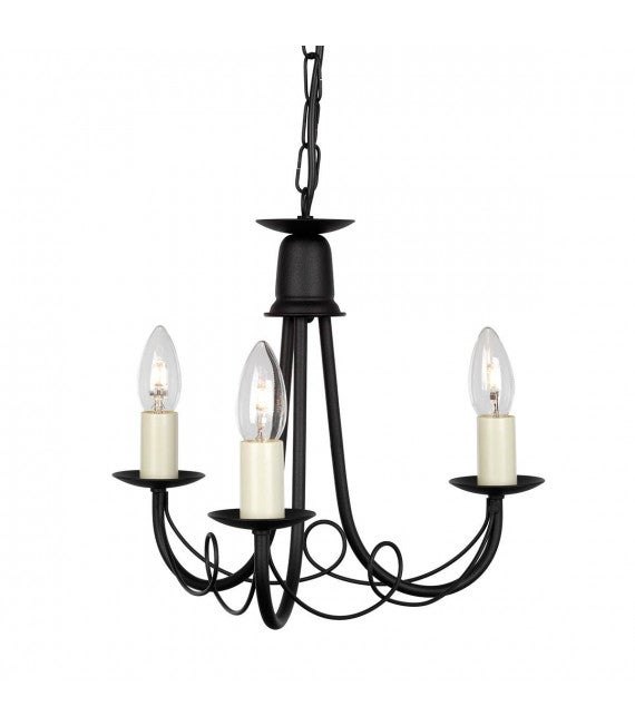 Suspension Minster, noir, 3 ampoules Leroy Merlin