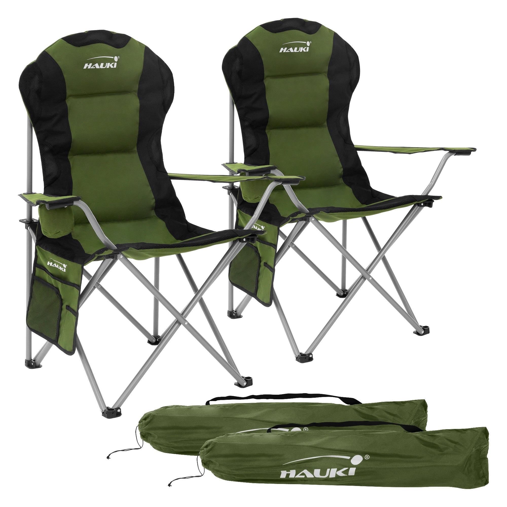 Outplea Sedia da Campeggio con Tasche, Sedia da Spiaggia Pieghevole Portatile, Sedia Pieghevole da Esterno Pesca Giardino Terrazzo, Nero