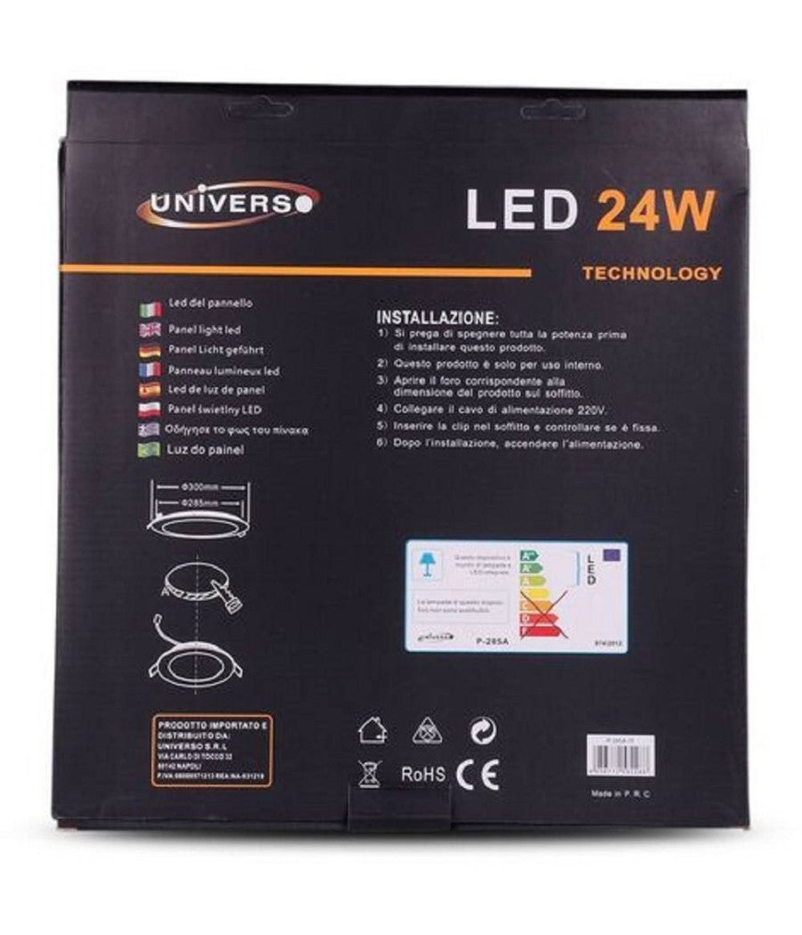 Trade Shop - Pannello Led Slim 24w Incasso Rotondo Luce Bianco Caldo Freddo Naturale P285a-t - Bianco Freddo - - 2