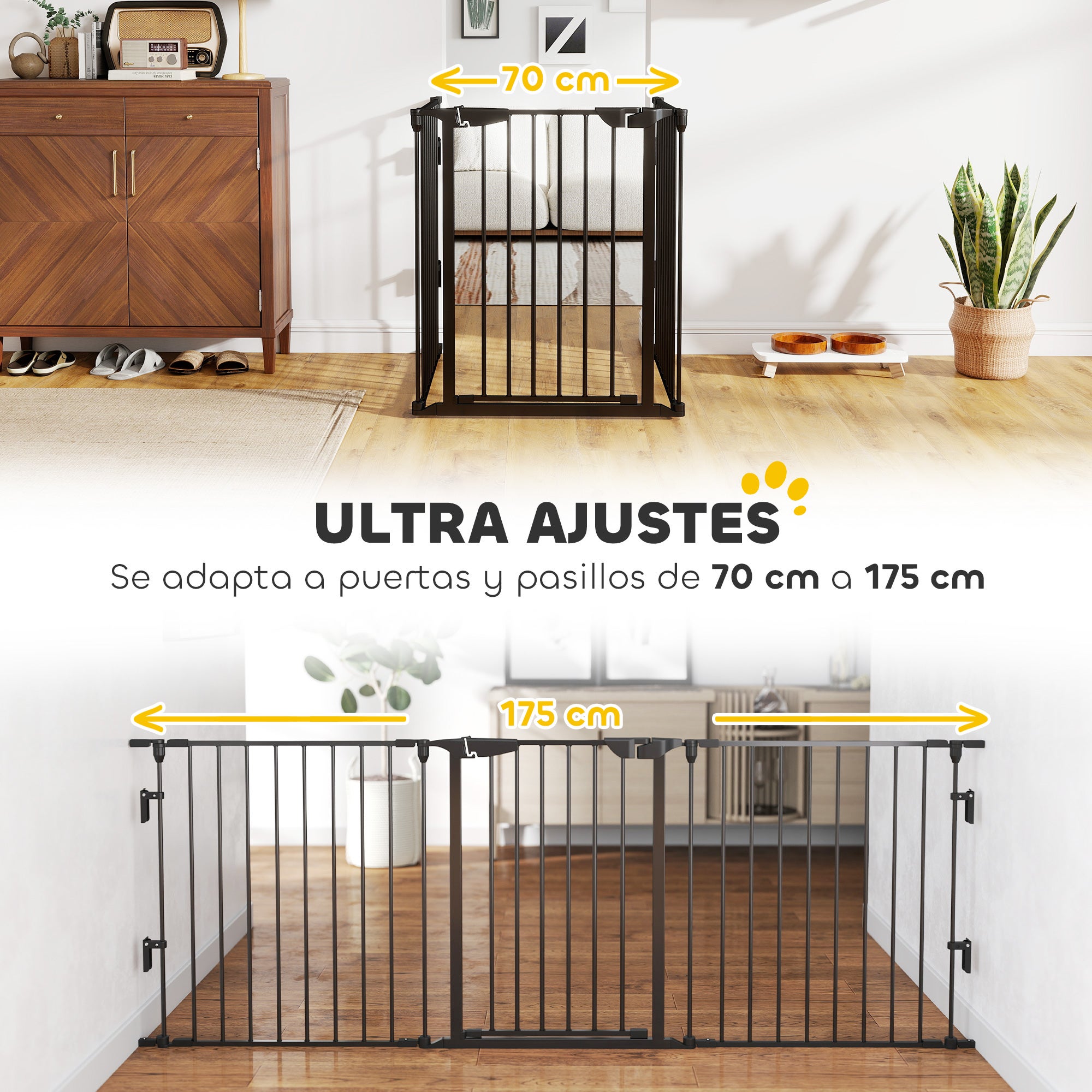 Barrera de Seguridad PawHut Metal, Plástico Negro 300x74.5 cm - 4