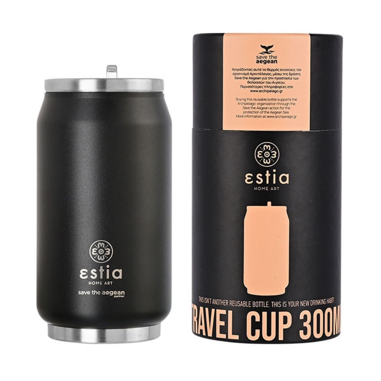 Kubek termiczny Midnight Black Estia stal nierdzewna czarny 300 ml 1 szt.
