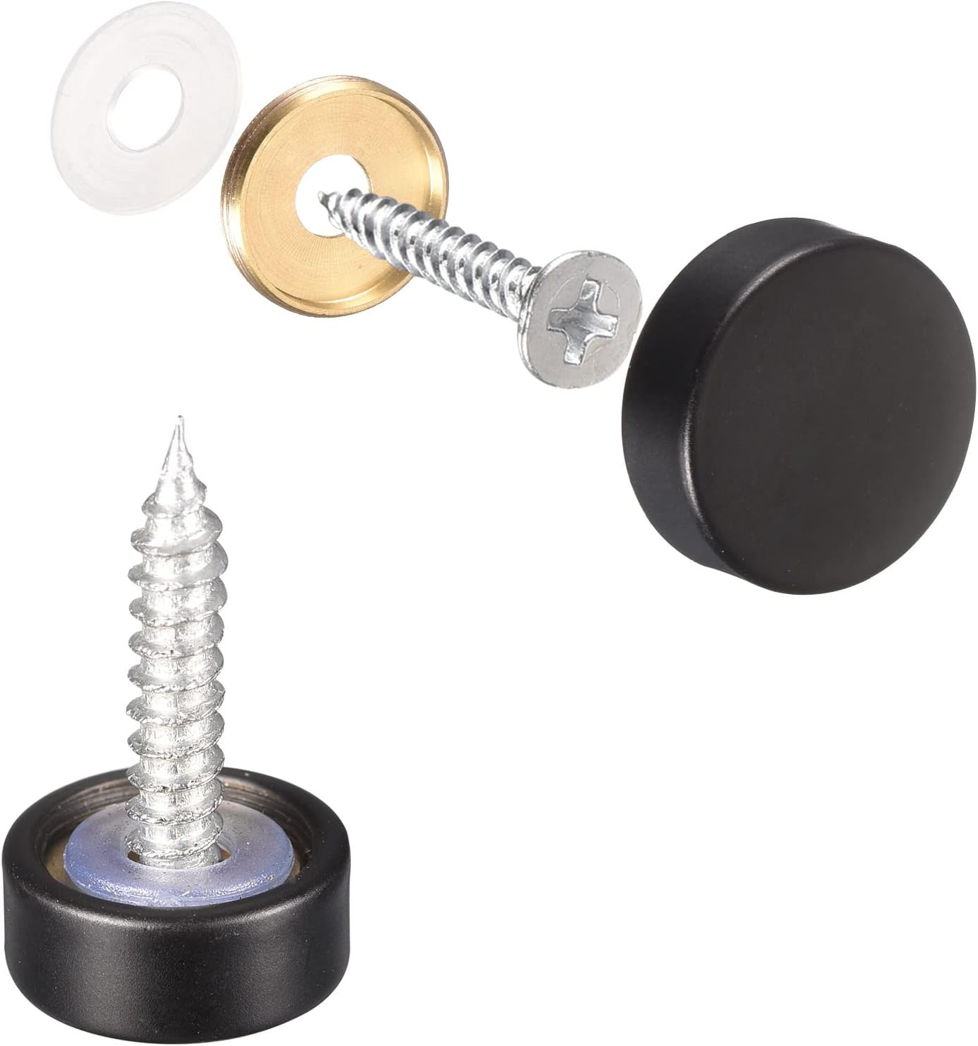 Zaślepki do luster, 12 mm, 10 szt., ozdobne, mosiężne, ozdobne, do luster, szaf, szkła, szyldów, czarne