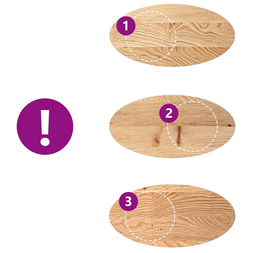 Tampo de mesa | Tampo de secretária 80x40x2 cm madeira de carvalho maciça oval CFW67152 - 7