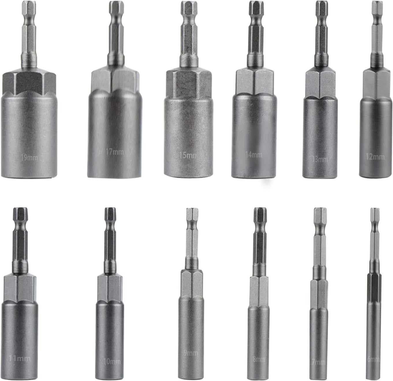 Zestaw 12 Nasadek Sześciokątnych 1/4" – Adapter do Wkrętarki Wiertarki, Rozmiar 6-19mm, Uniwersalny