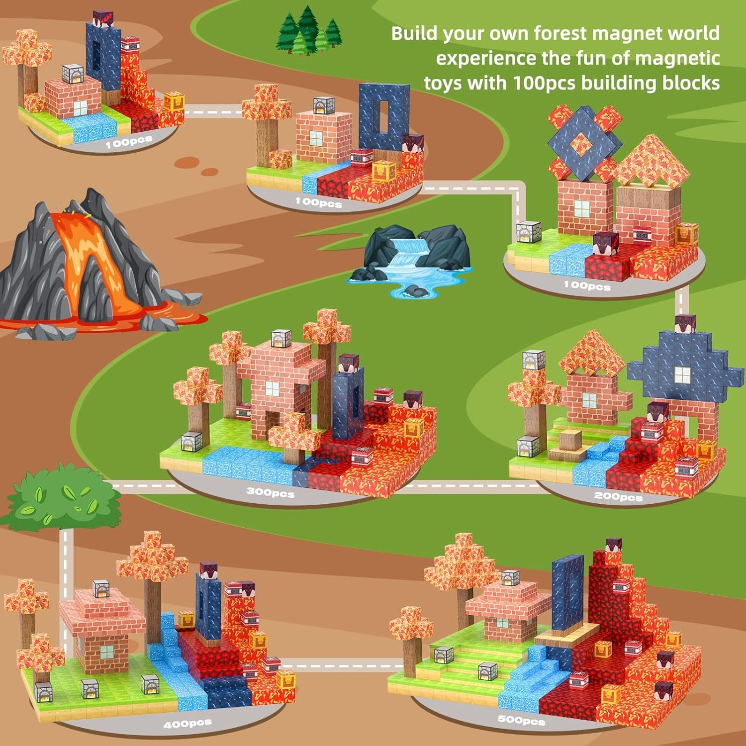 100 blocs de construction magnétiques, jouets, séries d'ingénierie, cadeaux d'anniversaire et de noël pour enfants - 7