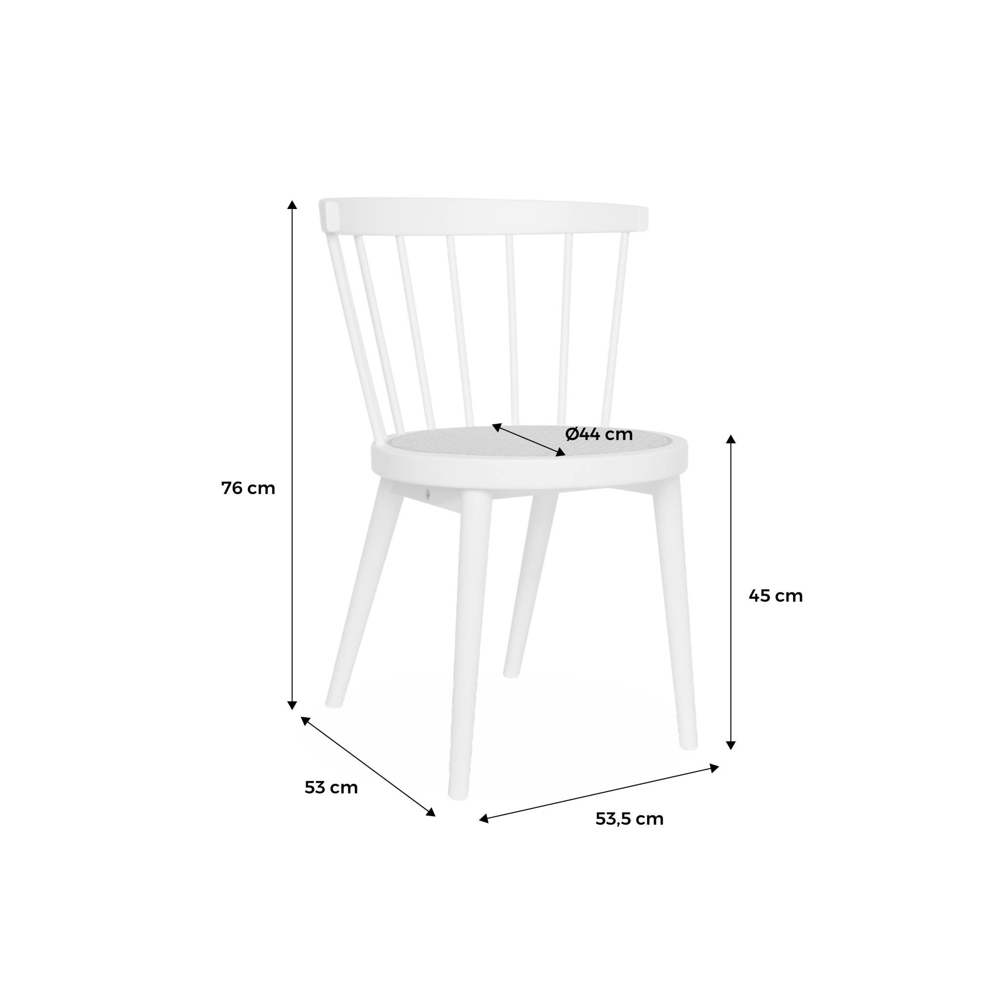 Lot de 4 chaises bois foncé en bois et cannage. Nora. L 53 x P 53.5 x H 76cm NORA - 4