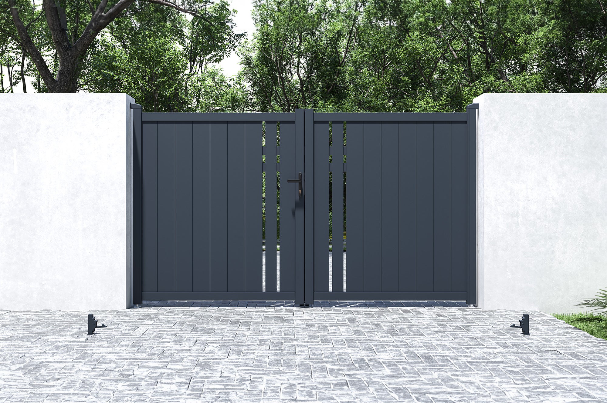 Portail battant 3m GIONA H.180 aluminium gris - 6