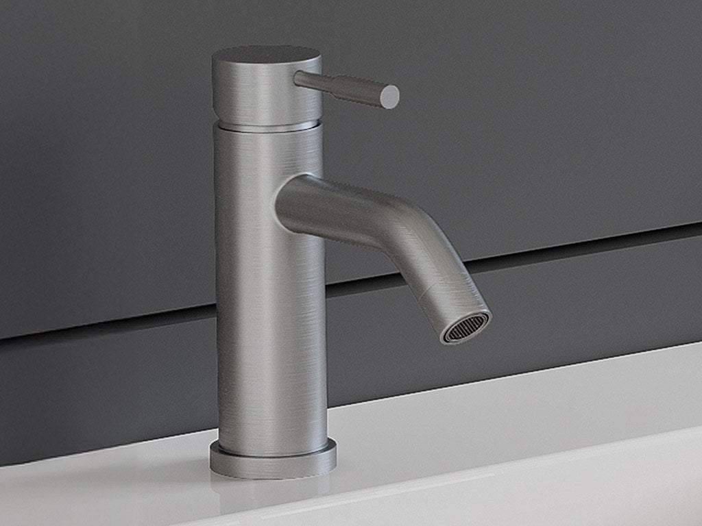 Bateria mieszająca mechaniczna zaokrąglona ze stali nierdzewnej - Kolor szczotkowanego niklu - wys. 17,3 cm - SALAVAN