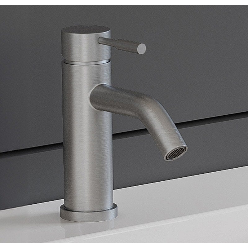 Bateria mieszająca mechaniczna zaokrąglona ze stali nierdzewnej - Kolor szczotkowanego niklu - wys. 17,3 cm - SALAVAN