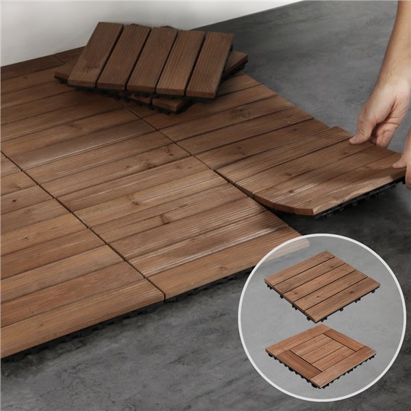 Lot de 27 Caillebotis Bois Exterieur Marron 5 lattes Yaheetech - 4