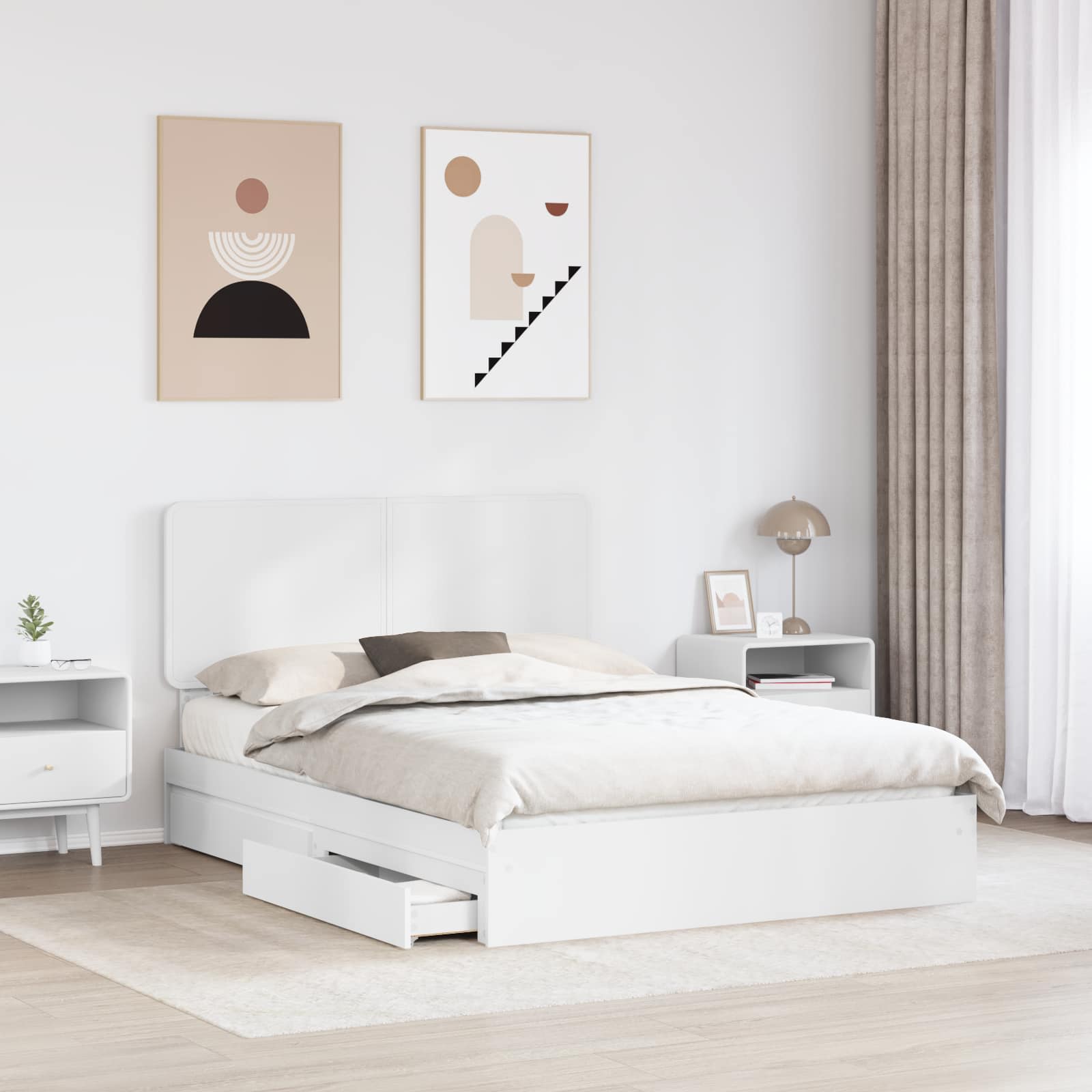Lit de rangement réglable Blanc 140 x 200 cm panneau de bois - 3