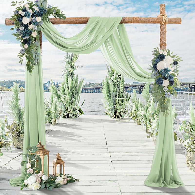 Tela drapeada con arco de boda, 75x600cm, tela de gasa, cortinas, fondo transparente, decoración para ceremonia de boda