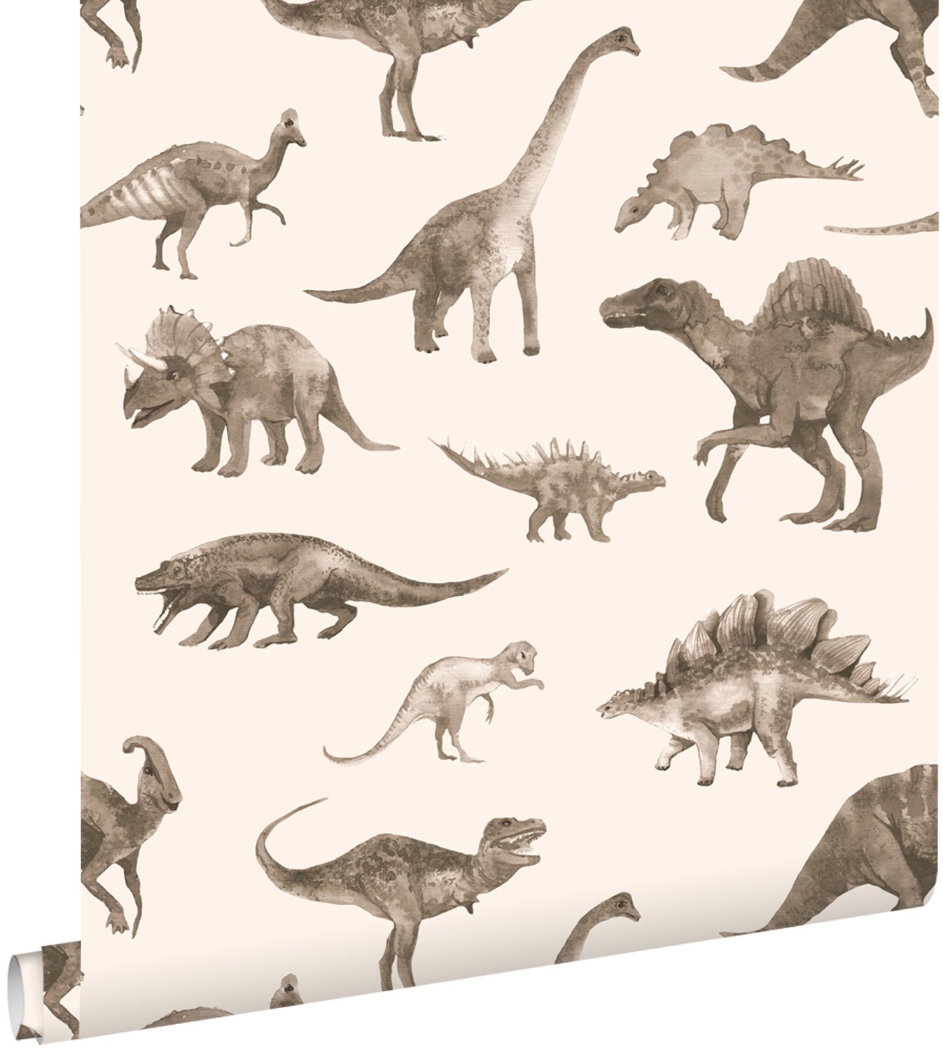 Tapeta dinozaury beżowym - 50 x 900 cm - ESTAHOME
