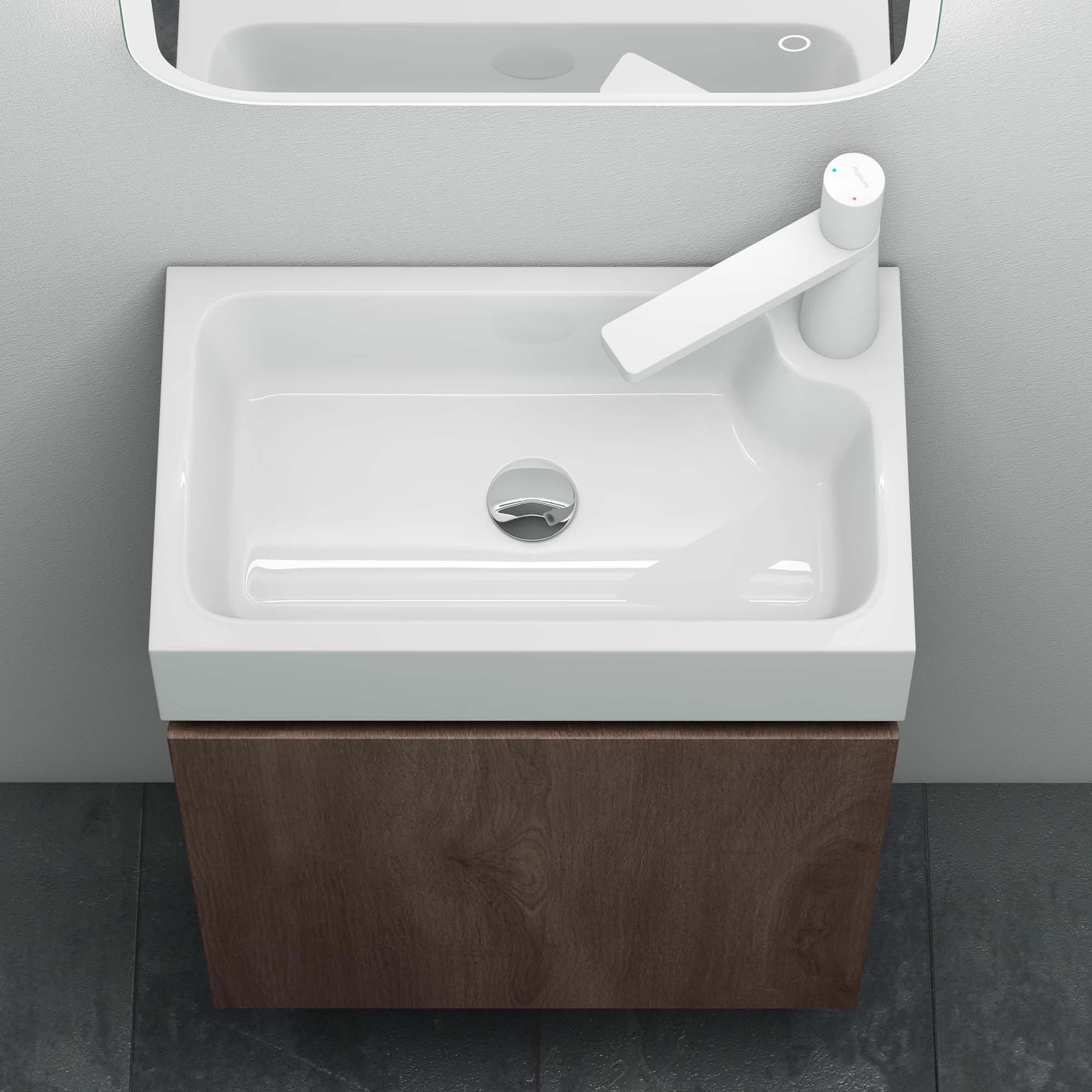 Mai & Mai Ensemble de Meuble de Salle de Bain Meuble sous Lavabo Suspendu Chêne 46x26x63cm avec Vasque PS02 - 3