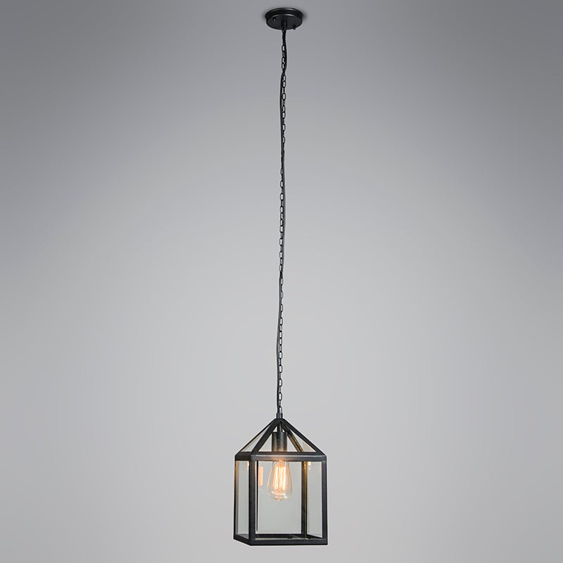 Qazqa lampe suspendue extérieure, suspension pour jardin - Amsterdam - noir, max. 60w, e27, 21cm, IP23, cube - 2