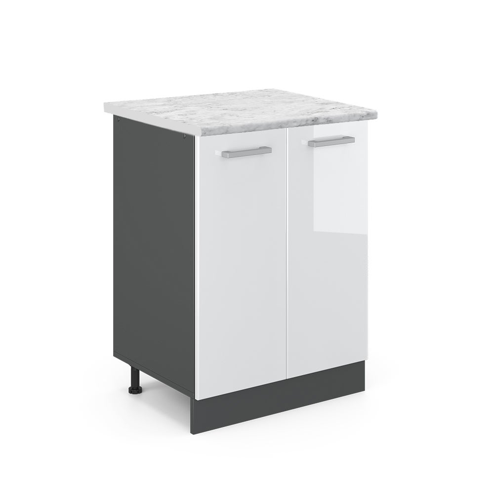 Vicco Szafki kuchenne R-Line, Biały wysoki połysk, 60 cm BR Marmur