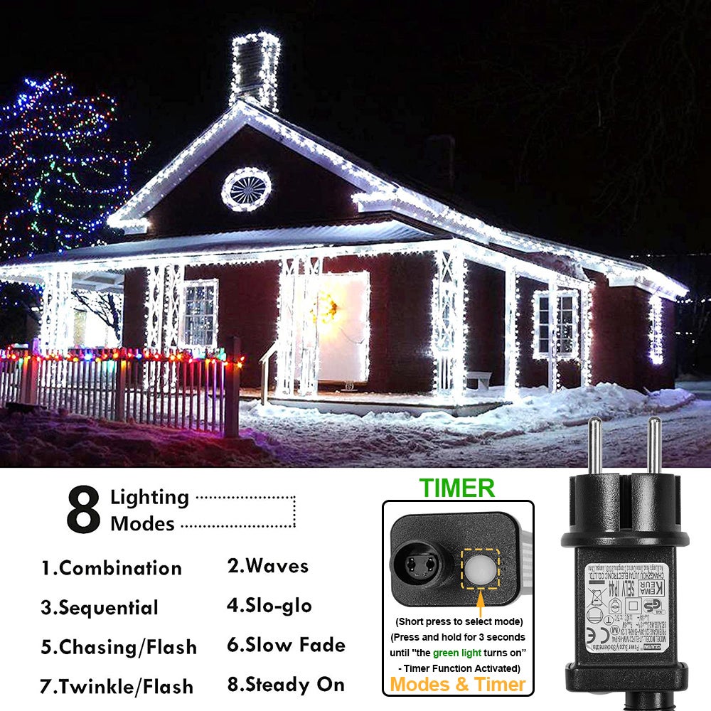 Guirlande Lumineuse de Noël, 50M 400 LED Lumières de Noël Intérieur et Extérieure Électrique 8 Modes Guirlande Décorative pour Fête Blanc - 3
