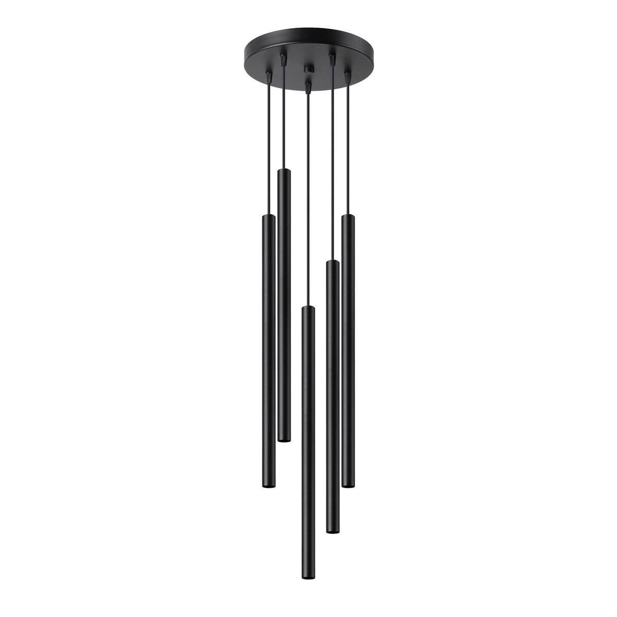 Lampa wisząca Pastelo czarna 5xG9x8W tuby punktowe kaskadowa wym: 110 x 25 x 25 cm metal Sollux Lighting