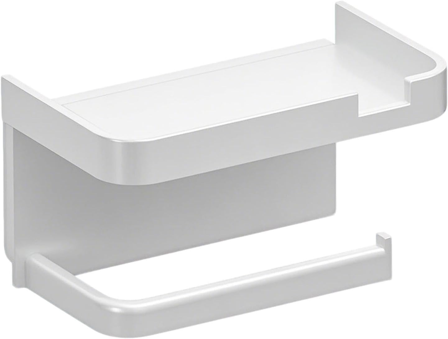 Uchwyt na papier toaletowy, dozownik ręczników papierowych w rolce, organizer łazienkowy z uchwytem na telefon, biały, 7,09 x 4,41 cala - 8