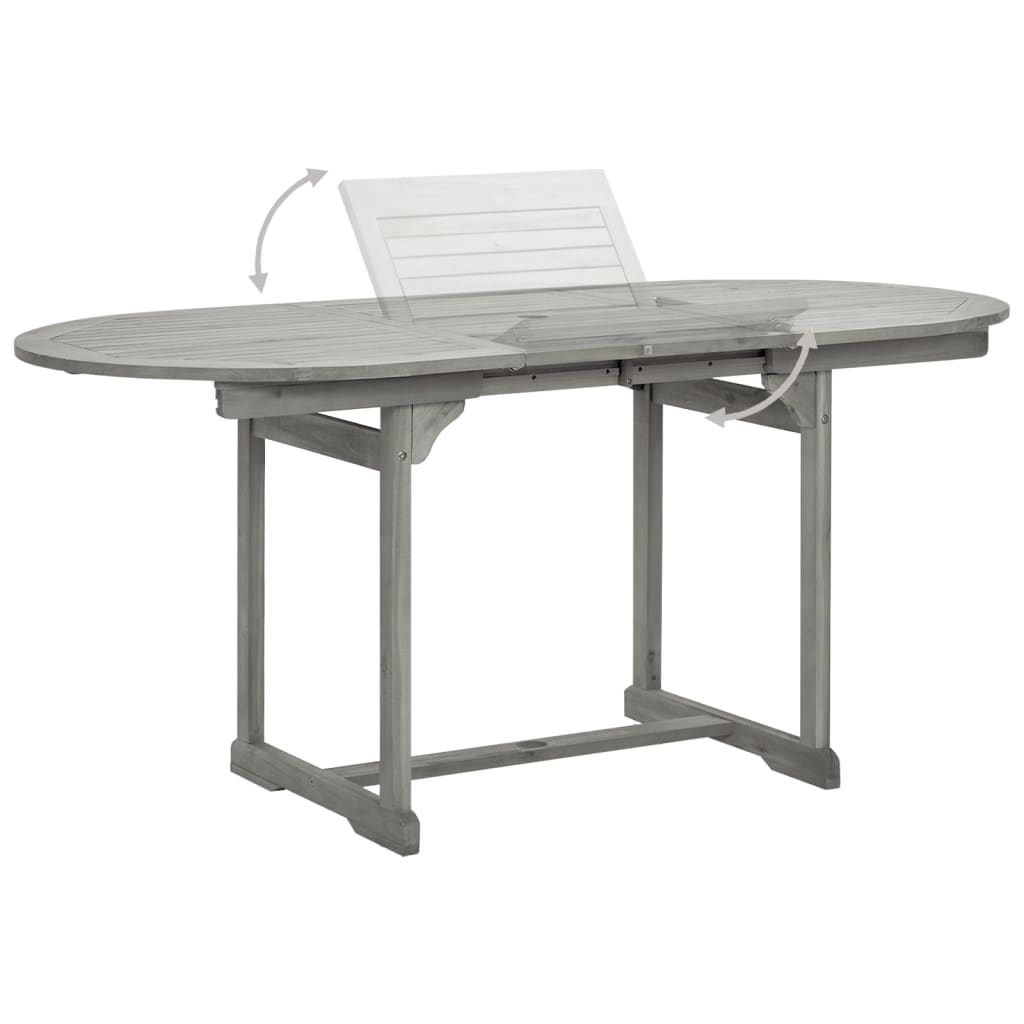 Table à dîner de jardin (120-170)x80x75 cm Bois d'acacia massif 4 - 4