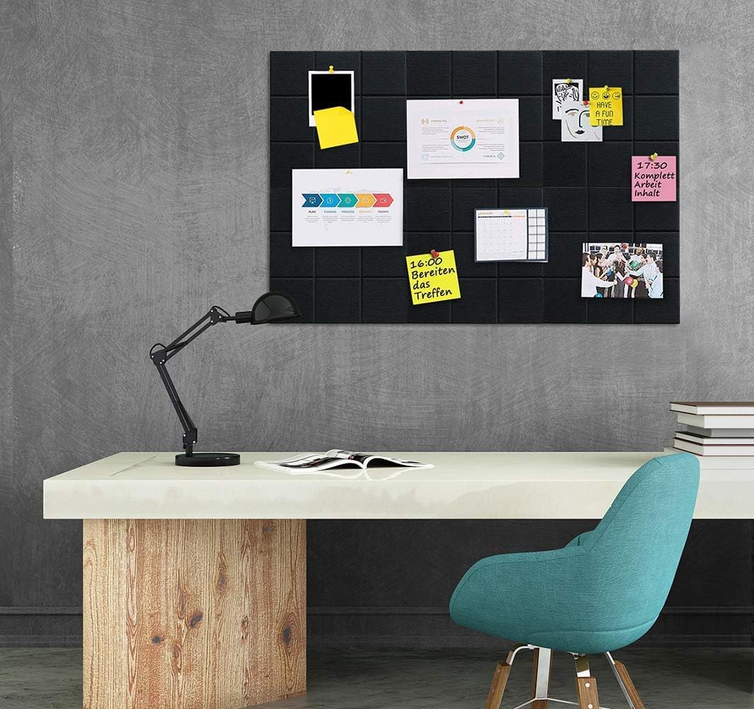 Lot De 2 Tableaux D'Affichage En Feutre Gris Foncé 43x20 Cm - Avec Dos Autocollant