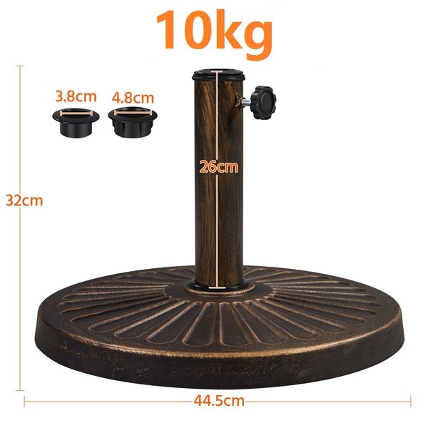 Pied de Parasol Rond de 44,5cm de Diamètre Parasol en Résine de 10 kg Yaheetech - 2
