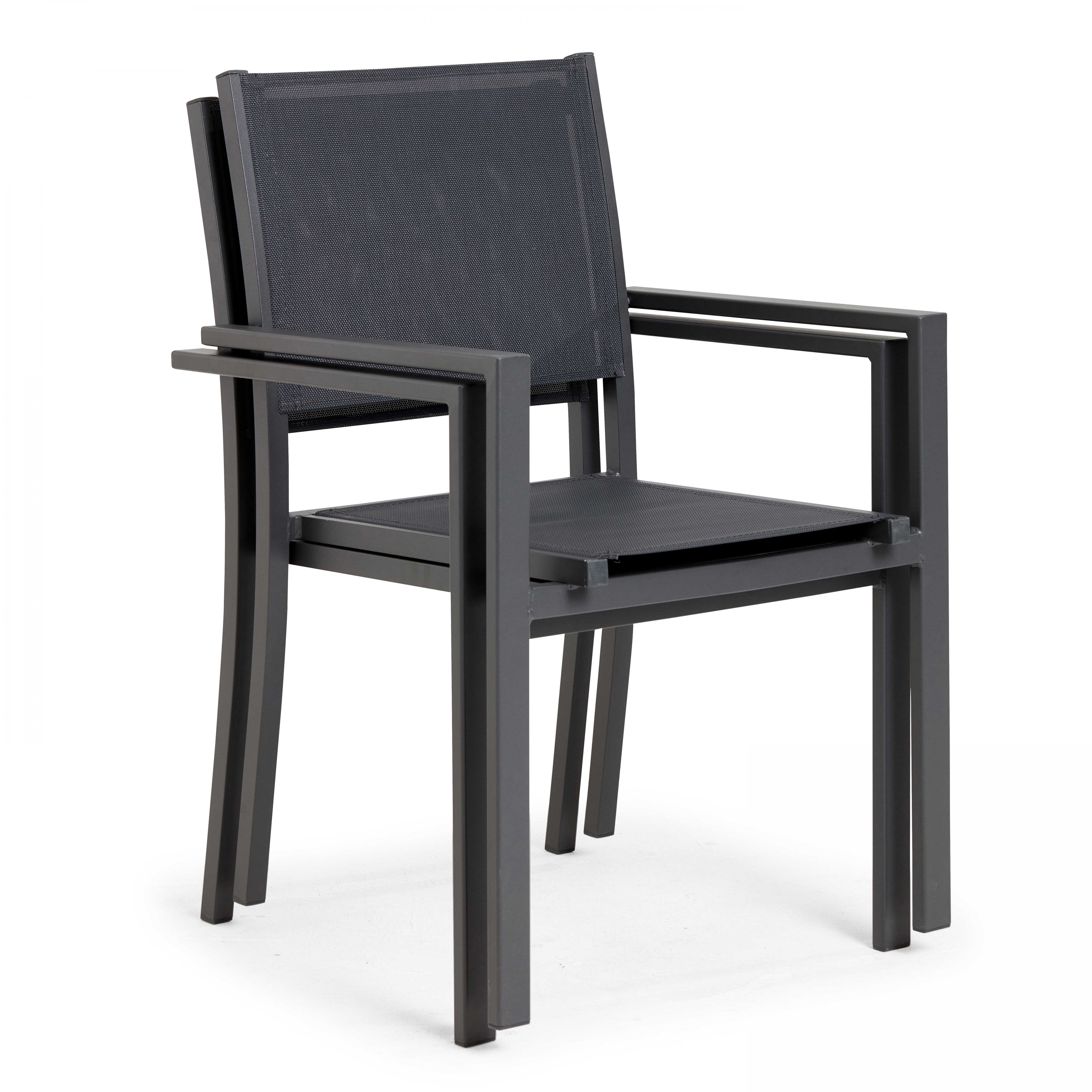 Fauteuil de jardin aluminium et textilène gris - 5