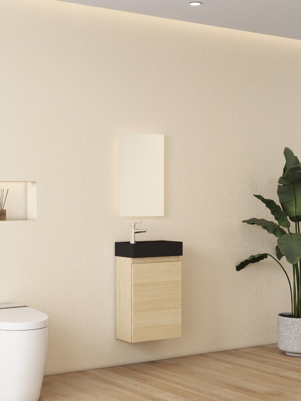 Nurion Nurion Meuble de toilette Nora - lavabo noir mat et armoire en ...