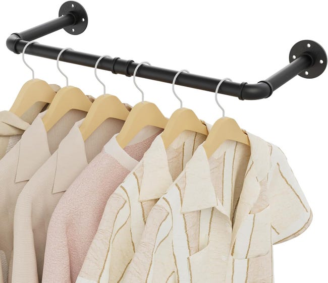 Barra de pared para colgar ropa (49 cm), barra de armario de estilo ...