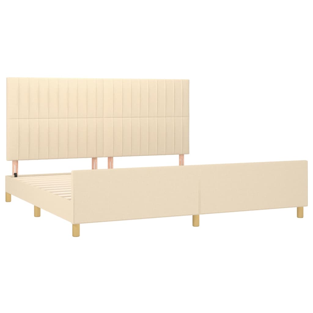 Cadre de lit sans matelas crème 200 x 200 cm en tissu - 4