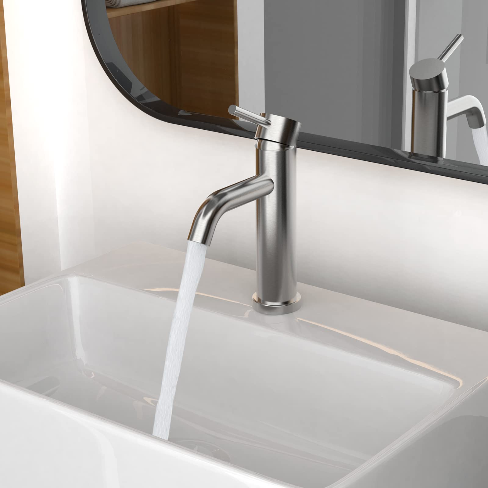 Rubinetto Bagno Lavabo Alto Oro Spazzolato Miscelatore Monocomando