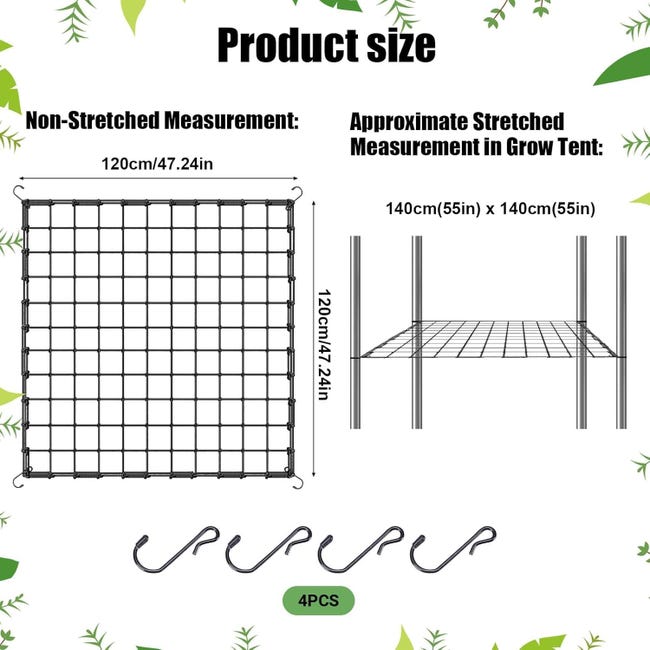 yuejuhe Rete per Piante Rampicanti, Rete Elastica a Traliccio da Giardino con 4 Ganci, Rete di Supporto per Piante per Cetrioli Pomodori Fiori Verdure (120 x 120 cm yuejuhe Rete per Piante Rampicanti, Rete Elastica a Traliccio da Giardino con 4 Ganci, Rete di Supporto per Piante per Cetrioli Pomodori Fiori Verdure (120 x 120 cm