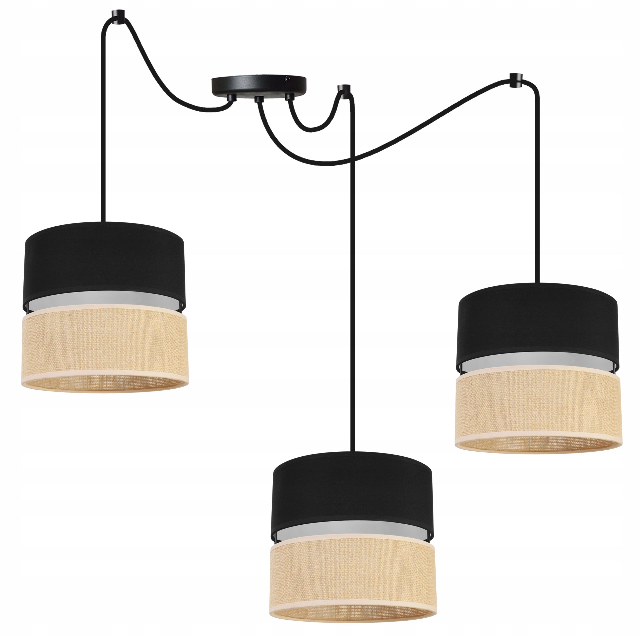 Lampa sufitowa wisząca modern Juta 3xE27 klosz owalny beżowy/czarny Light Home LH