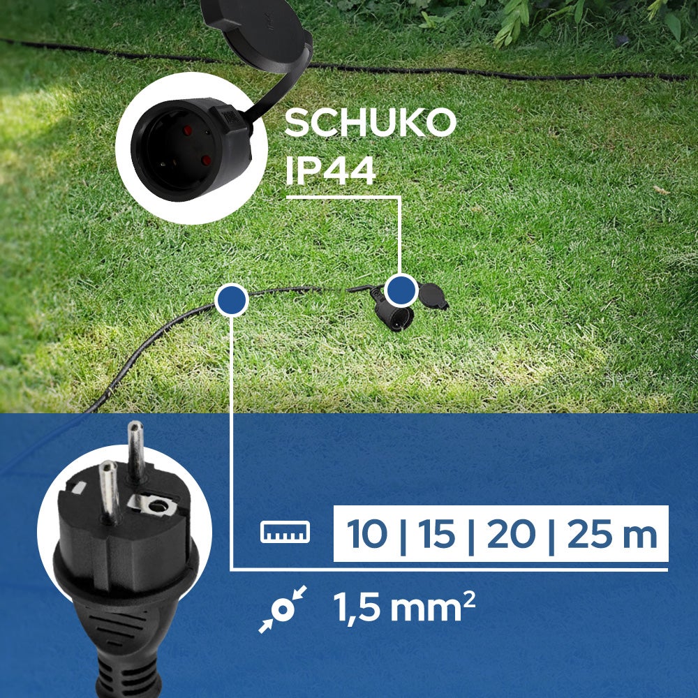 Rallonge électrique en caoutchouc noire Schuko 15 m (3x1,5 mm²) IP44 HOROZ ELECTRIC - 6