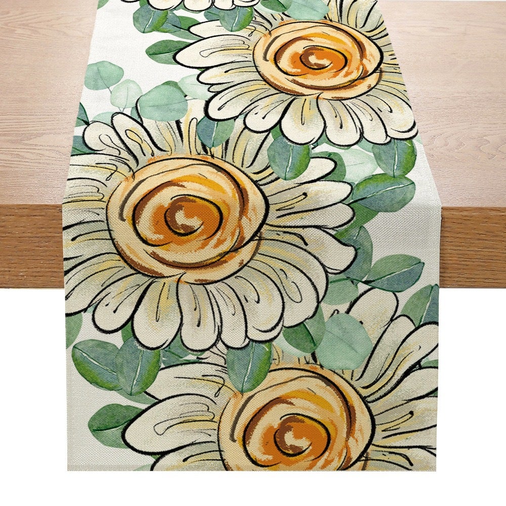 Lniany bieżnik (33 x 183 cm) do dekoracji zewnętrznych, balkonowych, wewnętrznych i na przyjęcia.