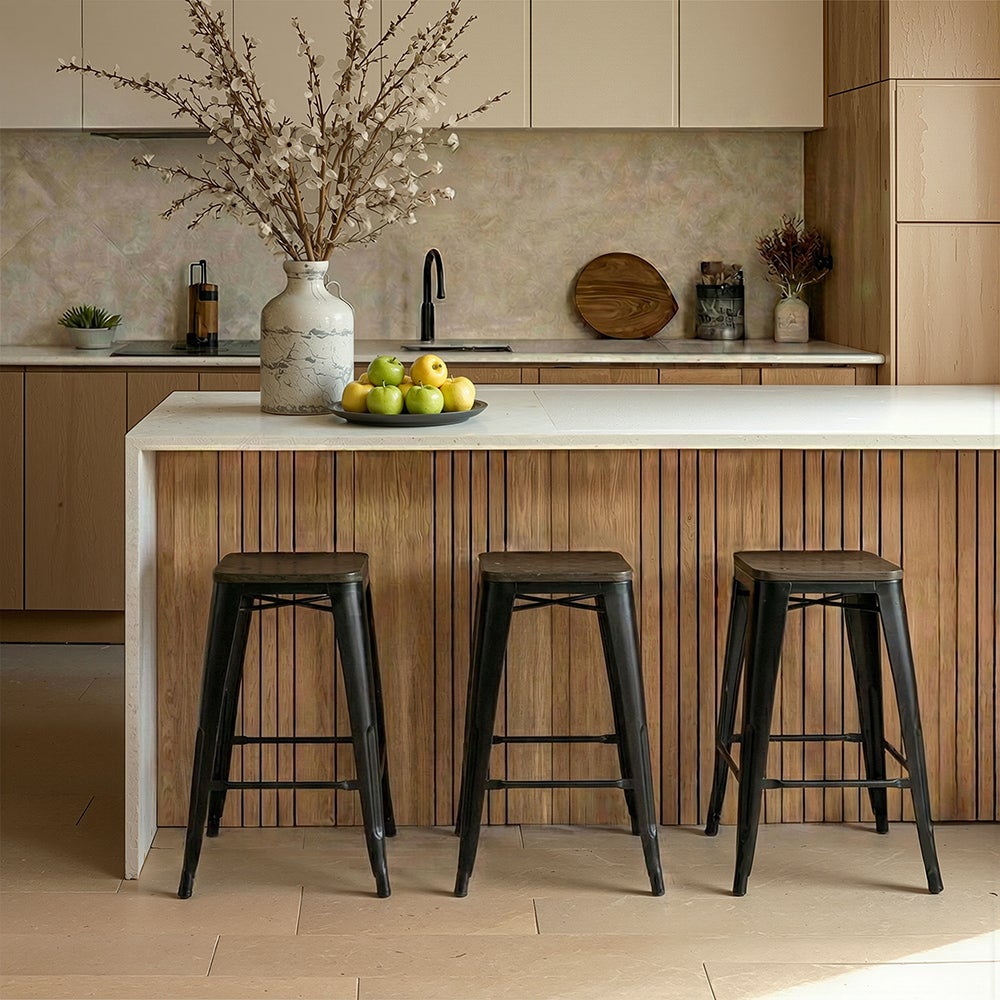 Tabouret de bar - Design industriel - Bois et acier - 60 cm - Metalix ...