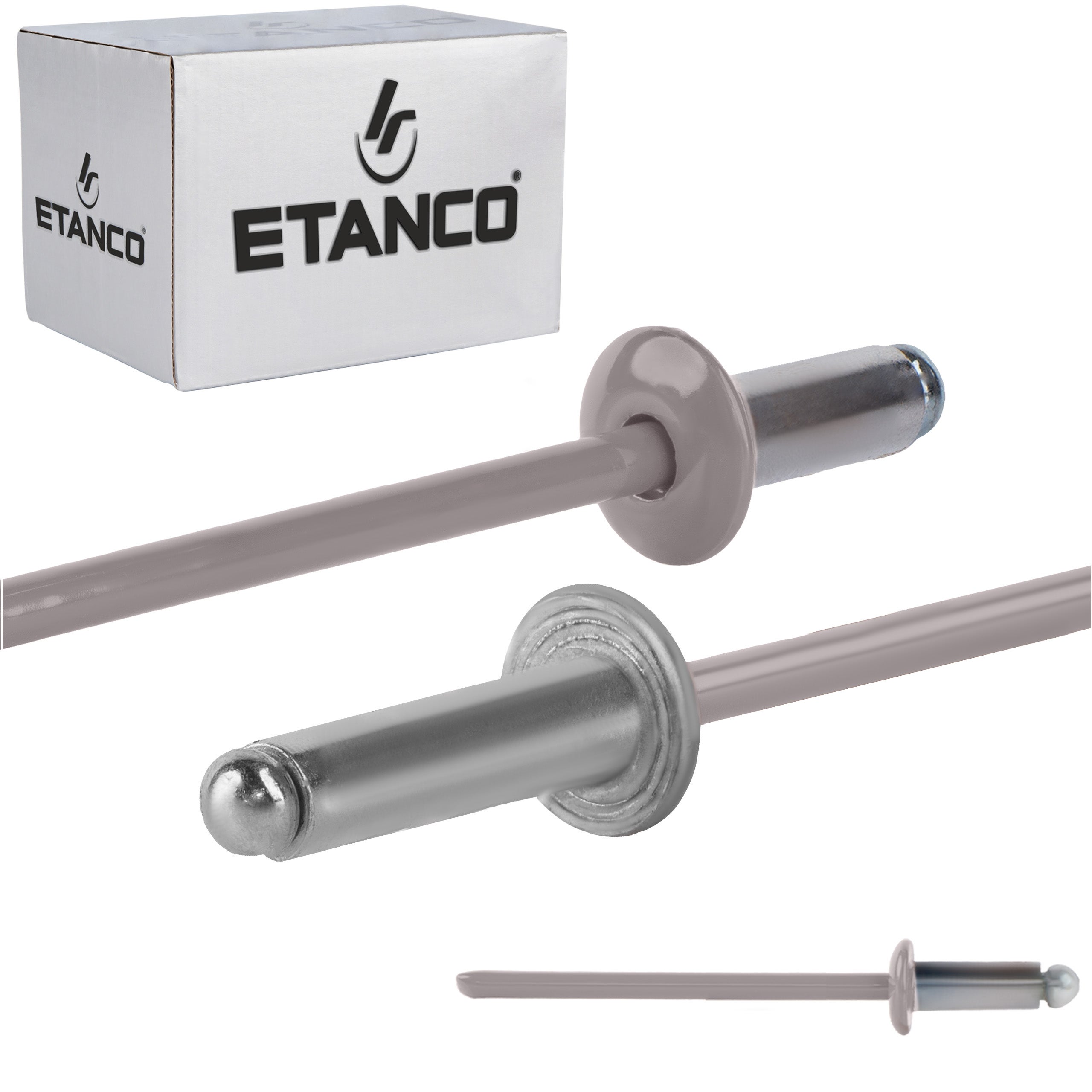 Nity otwarte aluminiowe Etanco Lakierowane RAL 9007 3,2x8 mm 500szt