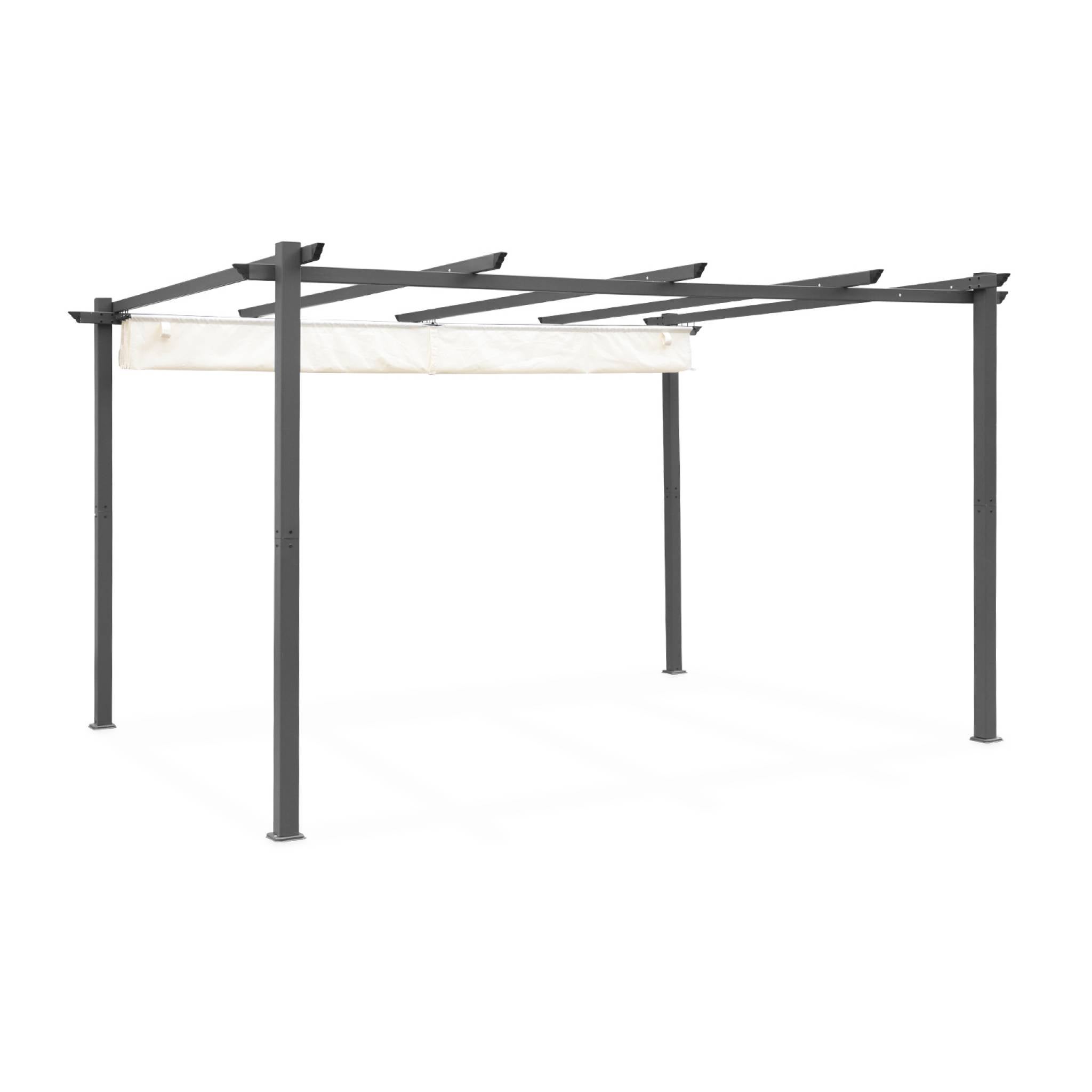 Pergola aluminium - Isla 3x4m - Toile écru- Tonnelle idéale pour votre terrasse. toit rétractable. toile coulissante. - 7