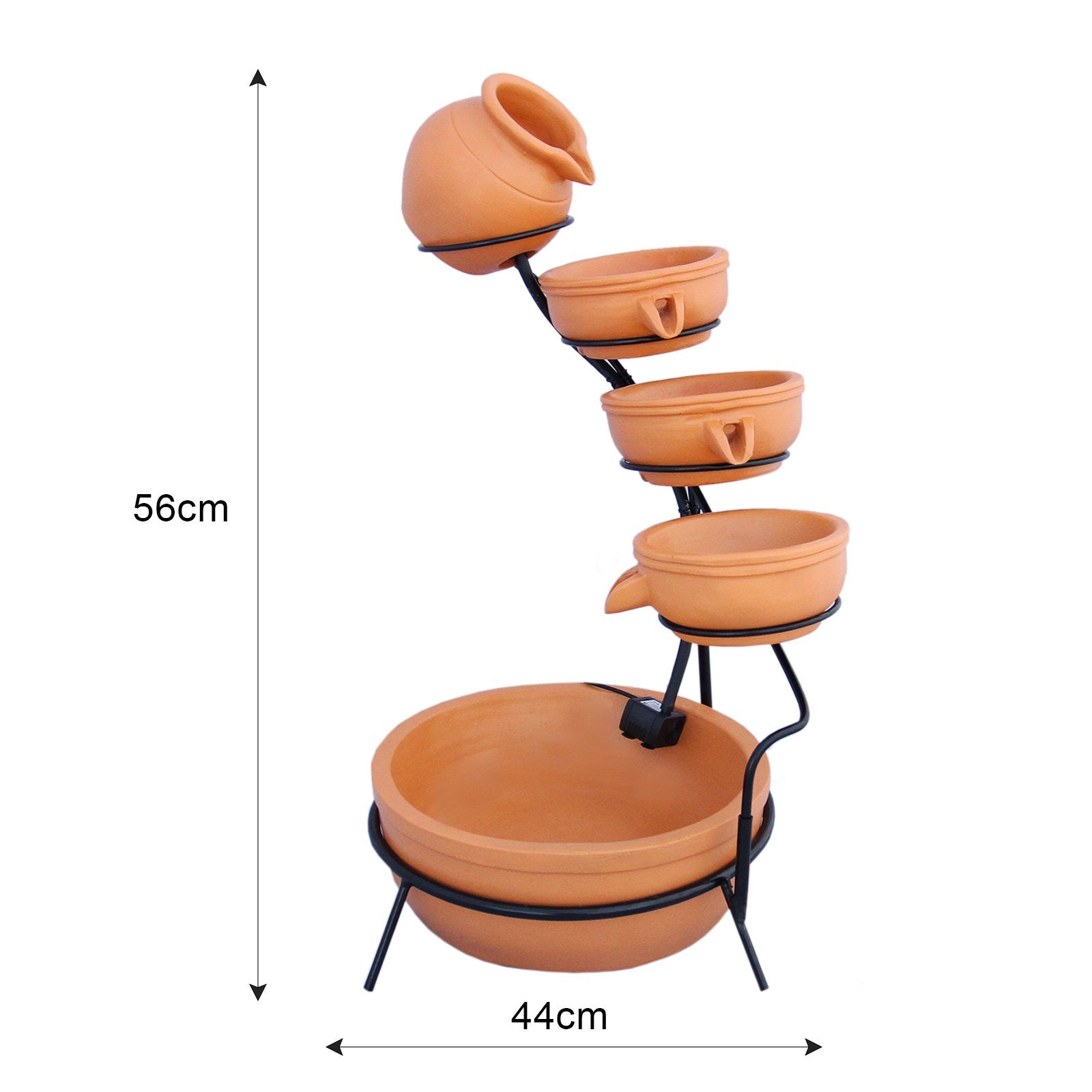 Fontaine de Jardin en Résine Terracotta Alimenté Par Énergie Solaire Cascade Extérieure - 4 Niveaux - Décoration - 5