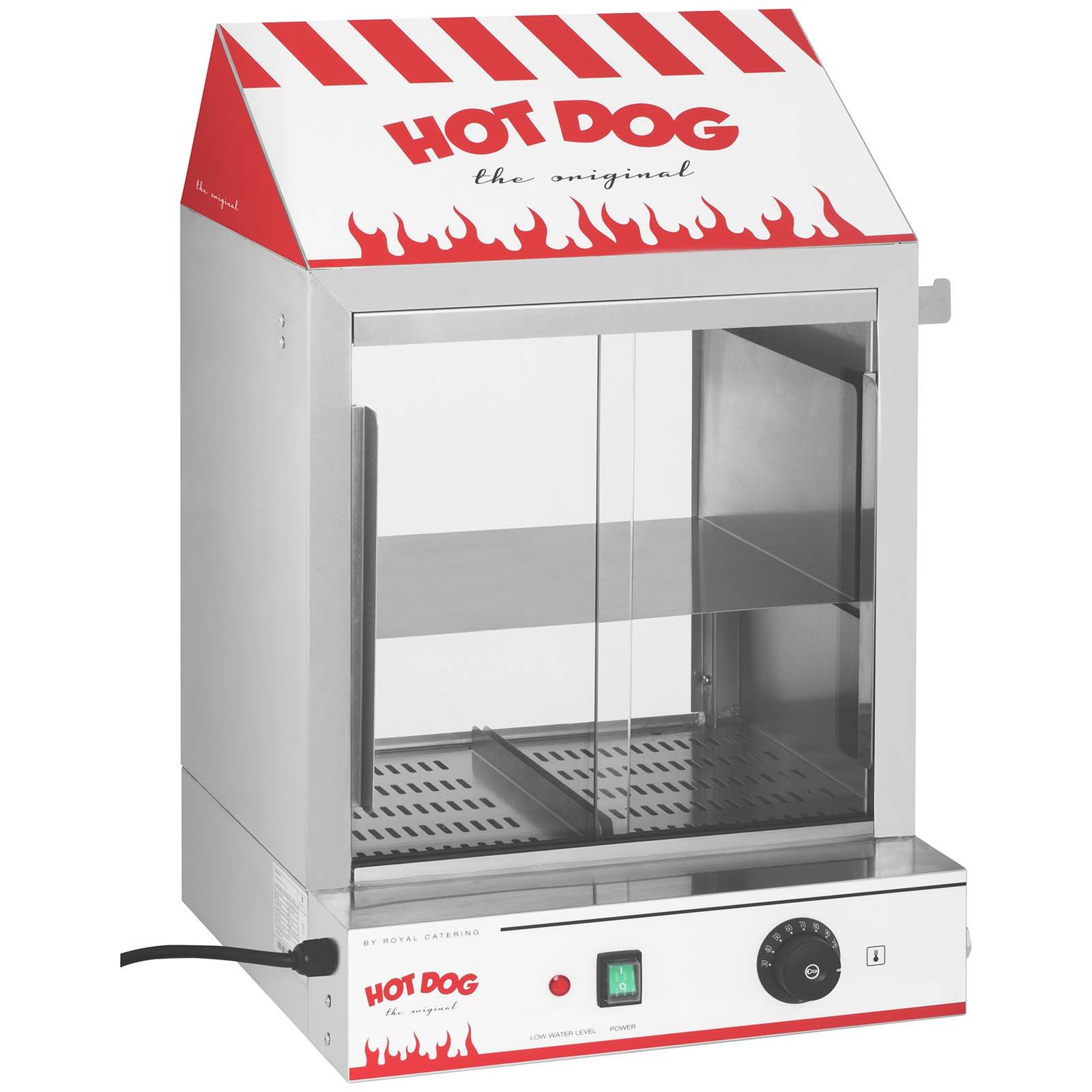 Cuiseur à vapeur hot-dogs - Royal Catering - Capacité: 200 saucisses, 50 petits pains - Puissance: 2 000 W - 3