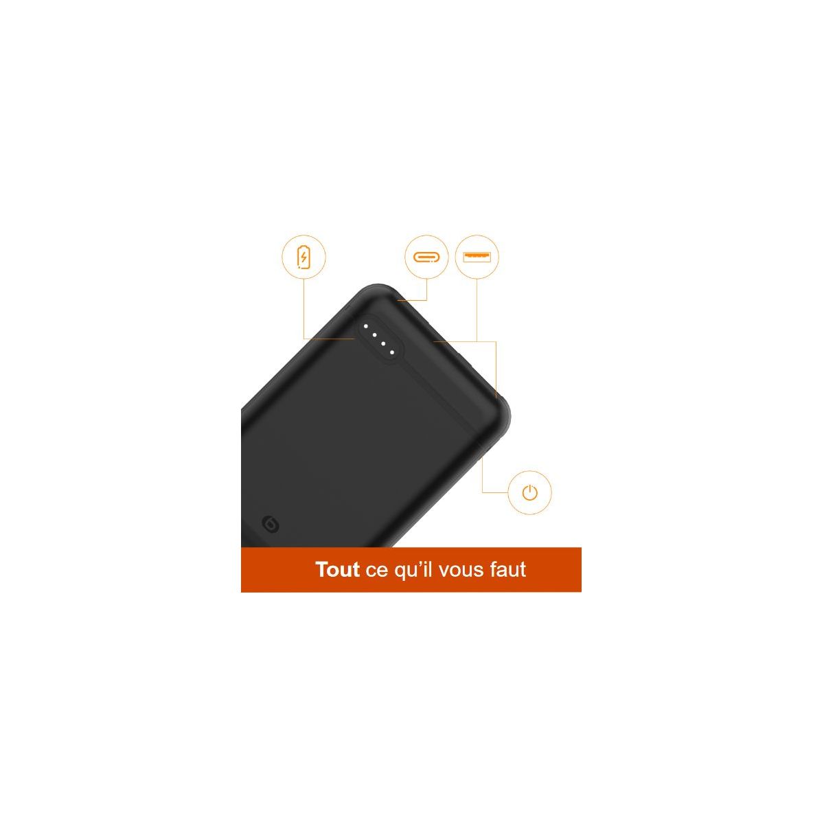 Batterie externe ESSENTIELB PowerBank 10000 MAH USBC NOIR compatible iPhone 16 15 14 13 12 Pro Max Samsung iPad Pro - 5