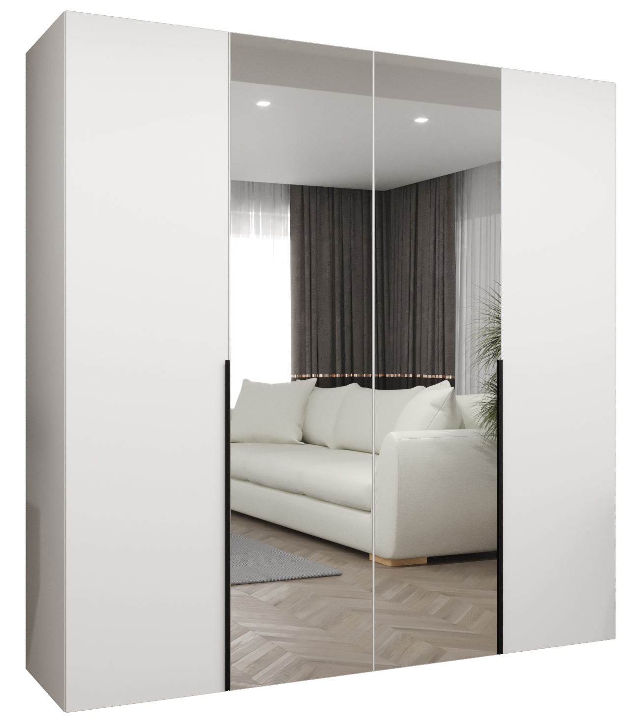 Szafa uchylna otwierana Alicante 2 200 x 52 x 202 cm biały + u. czarny Abiks Meble
