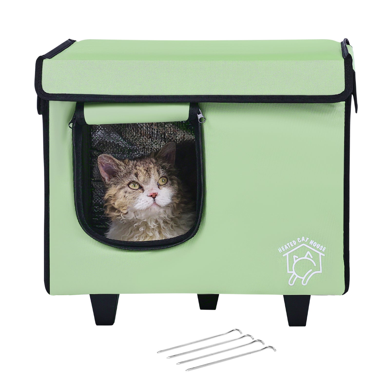 Maison Pour Chat Extérieur Chauffante Surélevée - 2 Sorties, Imperméable, Isolée Pour Chats Errants - 9