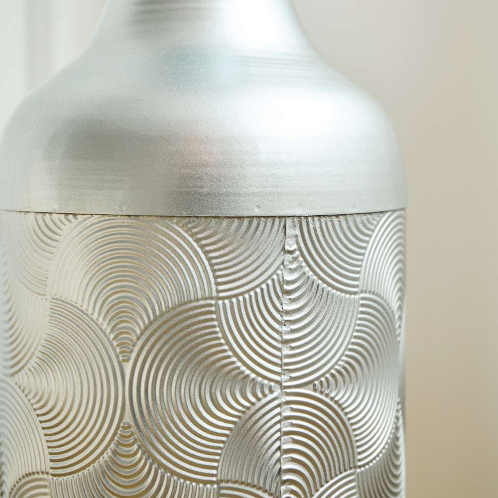 Vase Métallique Argenté - Ensemble de 3 Vases de Sol 83/65/50cm pour Fleurs Séchées et Pampas, Élégance et Style pour Salon et Chambre - 8
