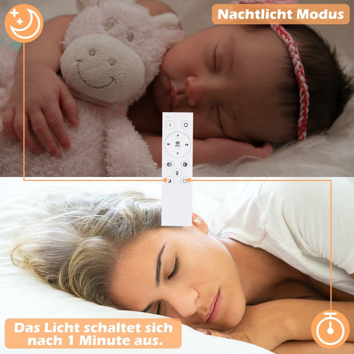 NETTLIFE Czarna lampa sufitowa LED ściemnialna 50W Nowoczesna lampa do salonu z pilotem Metal do jadalni, kuchni, sypialni - 5