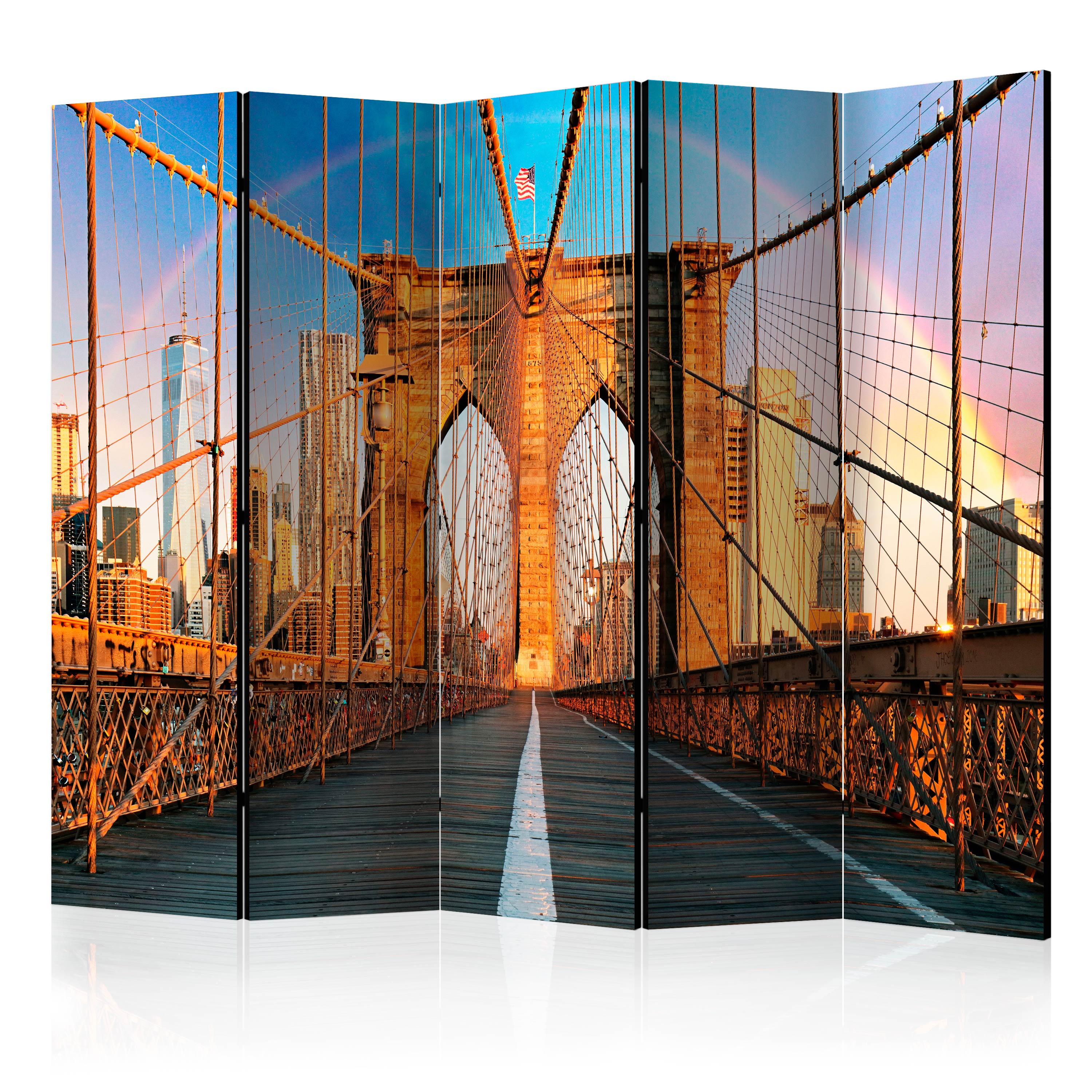 Paravent Décoratif Réversible XXL Manhattan New York Nuit - Séparateur De Pièce 225x172 Cm