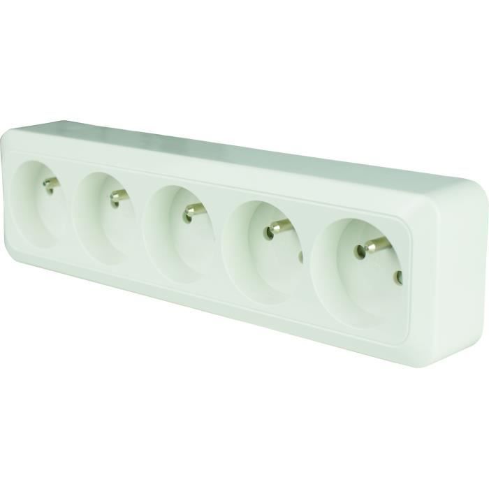 Bloc multiprise à câbler 5 prises 2P+T 16A - Blanc - Dio - 4