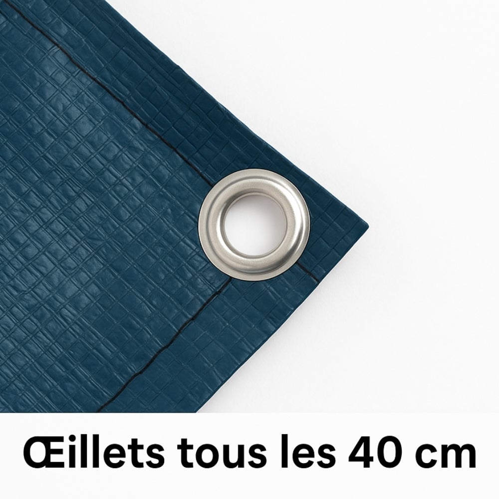 Bâche Piscine Ronde 6.2 m, 140 g/m² - Bache Hivernage Piscine Hors Sol - Filet d'Écoulement 35 x 35 cm, Cordon de Serrage - Pour piscine 5.40 m - Bleu - 7